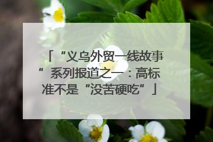 “义乌外贸一线故事”系列报道之一：高标准不是“没苦硬吃”