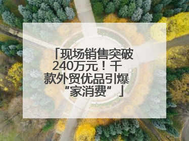 现场销售突破240万元！千款外贸优品引爆“家消费”