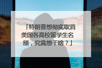 特朗普想彻底取消美国各高校留学生名额，究竟想干啥？