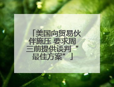 美国向贸易伙伴施压 要求周三前提供谈判“最佳方案”