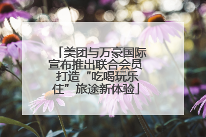 美团与万豪国际宣布推出联合会员 打造“吃喝玩乐住”旅途新体验