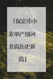 保定市小麦单产创河北省历史新高