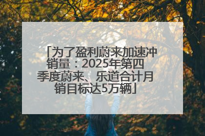 为了盈利蔚来加速冲销量：2025年第四季度蔚来、乐道合计月销目标达5万辆