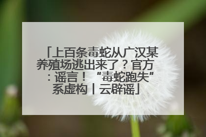上百条毒蛇从广汉某养殖场逃出来了？官方：谣言！“毒蛇跑失”系虚构丨云辟谣