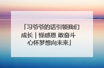 习爷爷的话引领我们成长｜懂感恩 敢奋斗 心怀梦想向未来