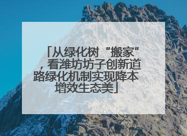 从绿化树“搬家”，看潍坊坊子创新道路绿化机制实现降本增效生态美