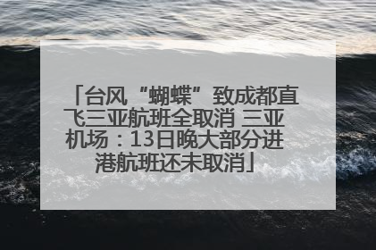 台风“蝴蝶”致成都直飞三亚航班全取消 三亚机场：13日晚大部分进港航班还未取消