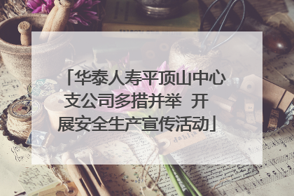 华泰人寿平顶山中心支公司多措并举  开展安全生产宣传活动