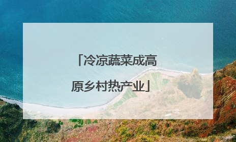 冷凉蔬菜成高原乡村热产业