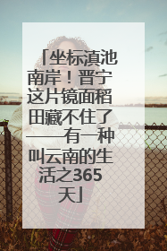坐标滇池南岸！晋宁这片镜面稻田藏不住了——有一种叫云南的生活之365天