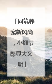 同筑养宠新风尚，小细节彰显大文明