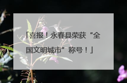 喜报！永春县荣获“全国文明城市”称号！