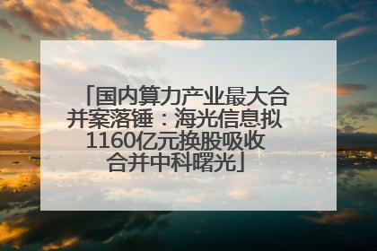 国内算力产业最大合并案落锤：海光信息拟1160亿元换股吸收合并中科曙光