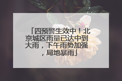 四预警生效中！北京城区雨量已达中到大雨，下午雨势加强，局地暴雨