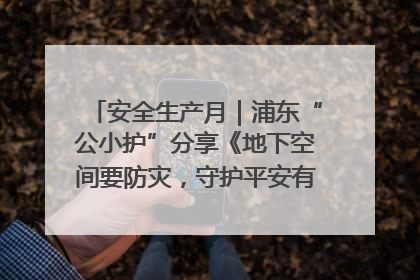 安全生产月｜浦东“公小护”分享《地下空间要防灾，守护平安有我在》安全谣