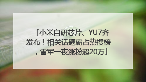 小米自研芯片、YU7齐发布！相关话题霸占热搜榜，雷军一夜涨粉超20万