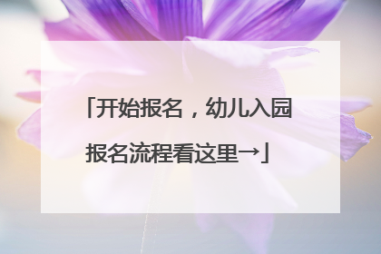 开始报名，幼儿入园报名流程看这里→