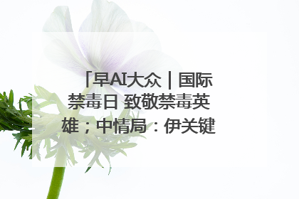 早AI大众｜国际禁毒日 致敬禁毒英雄；中情局：伊关键核设施被摧毁