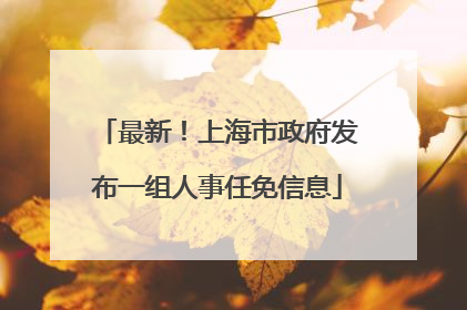 最新！上海市政府发布一组人事任免信息