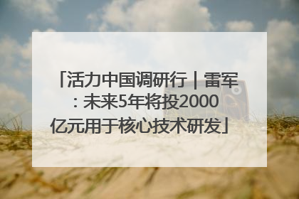 活力中国调研行｜雷军：未来5年将投2000亿元用于核心技术研发