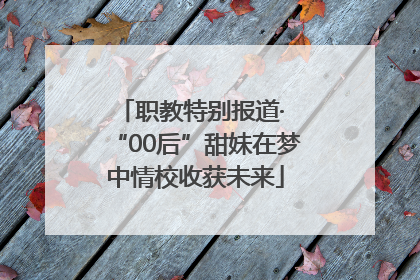 职教特别报道· “00后”甜妹在梦中情校收获未来