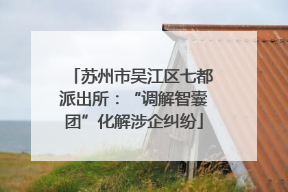 苏州市吴江区七都派出所：“调解智囊团”化解涉企纠纷