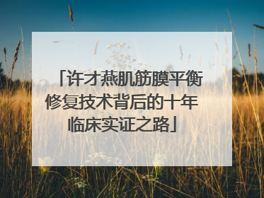 许才燕肌筋膜平衡修复技术背后的十年临床实证之路