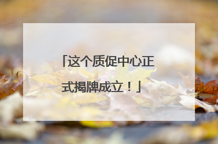 这个质促中心正式揭牌成立！
