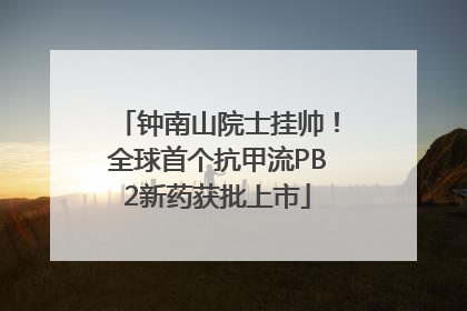 钟南山院士挂帅！全球首个抗甲流PB2新药获批上市