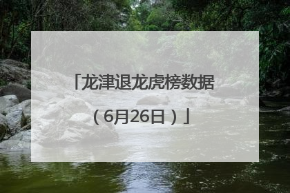 龙津退龙虎榜数据（6月26日）