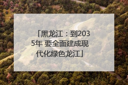 黑龙江：到2035年 要全面建成现代化绿色龙江