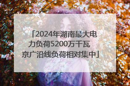 2024年湖南最大电力负荷5200万千瓦 京广沿线负荷相对集中