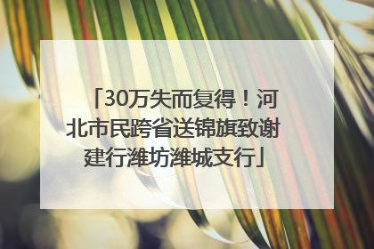 30万失而复得！河北市民跨省送锦旗致谢建行潍坊潍城支行